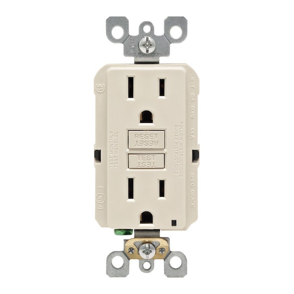 Leviton Leviton SmartlockPro 15 amps 125 V Duplex Light Almond GFCI Outlet 5-15R 1 pk GFNT1-0KT - main